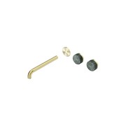 Serenity Wall Basin 220mm Offspout + Verde Alpi Handle Brushed Gold gallery detail image