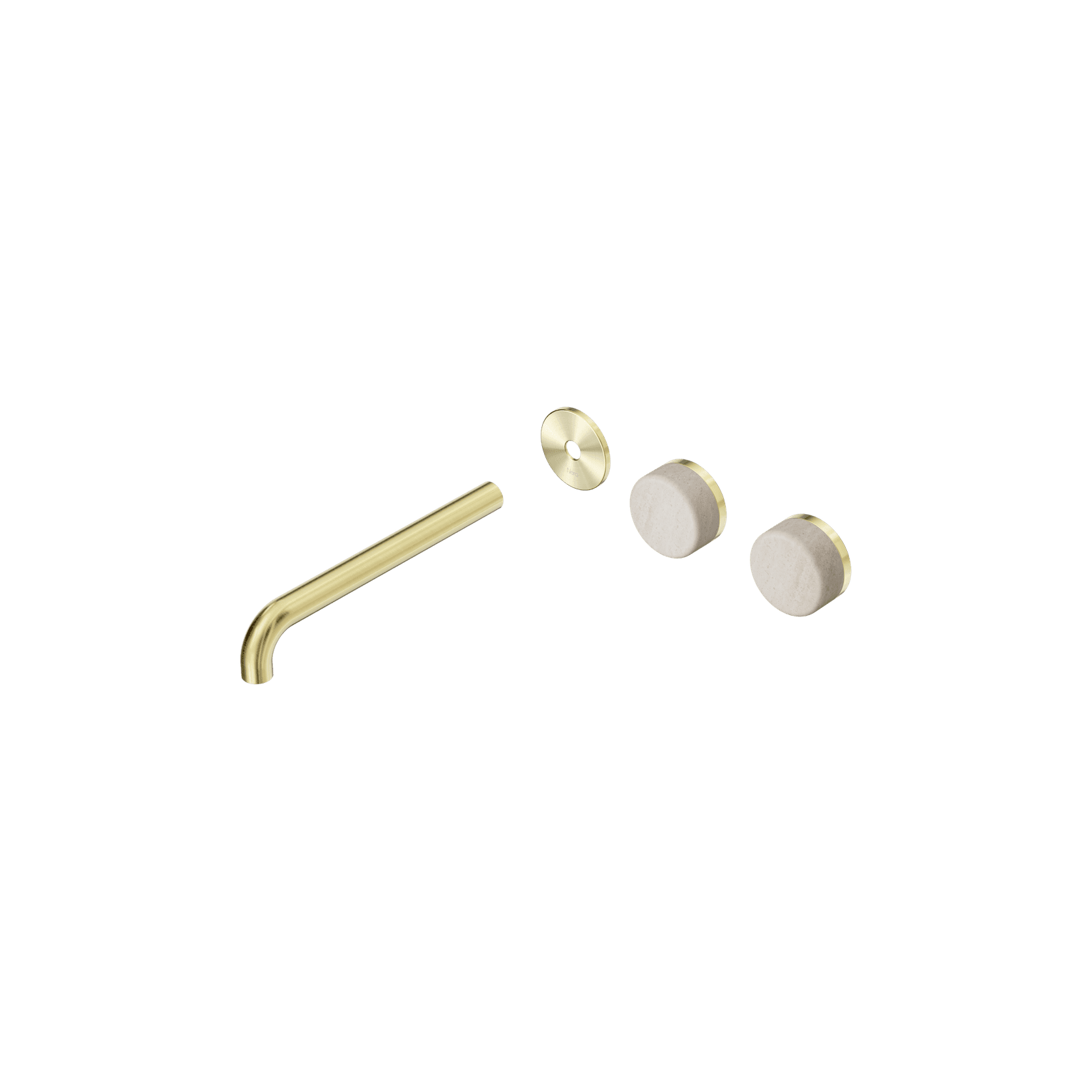 Serenity Wall Basin 220mm Offspout + Rome Travertine Handle Brushed Gold gallery detail image