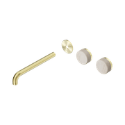 Serenity Wall Basin 220mm Offspout + Rome Travertine Handle Brushed Gold gallery detail image