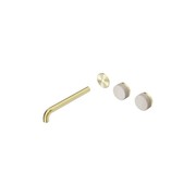 Serenity Wall Basin 220mm Offspout + Rome Travertine Handle Brushed Gold gallery detail image
