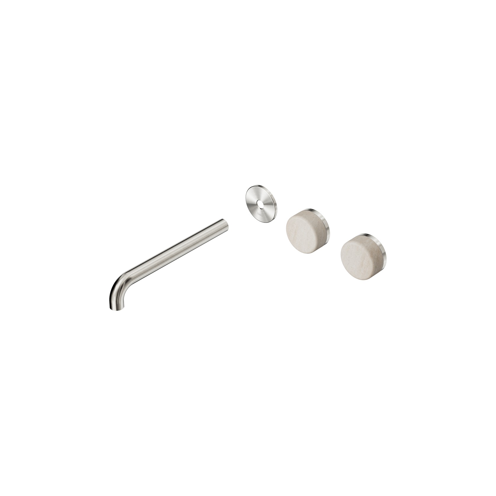 Serenity Wall Basin 220mm Offspout + Rome Travertine Handle Brushed Nickel gallery detail image