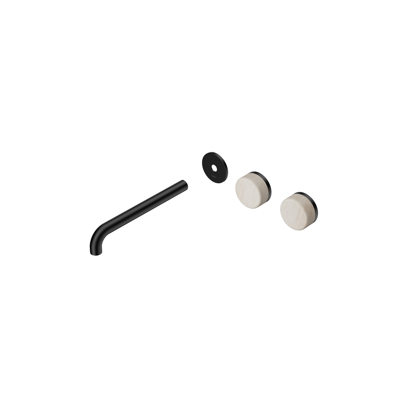 Serenity Wall Basin 220mm Offspout + Rome Travertine Handle Matte Black gallery detail image