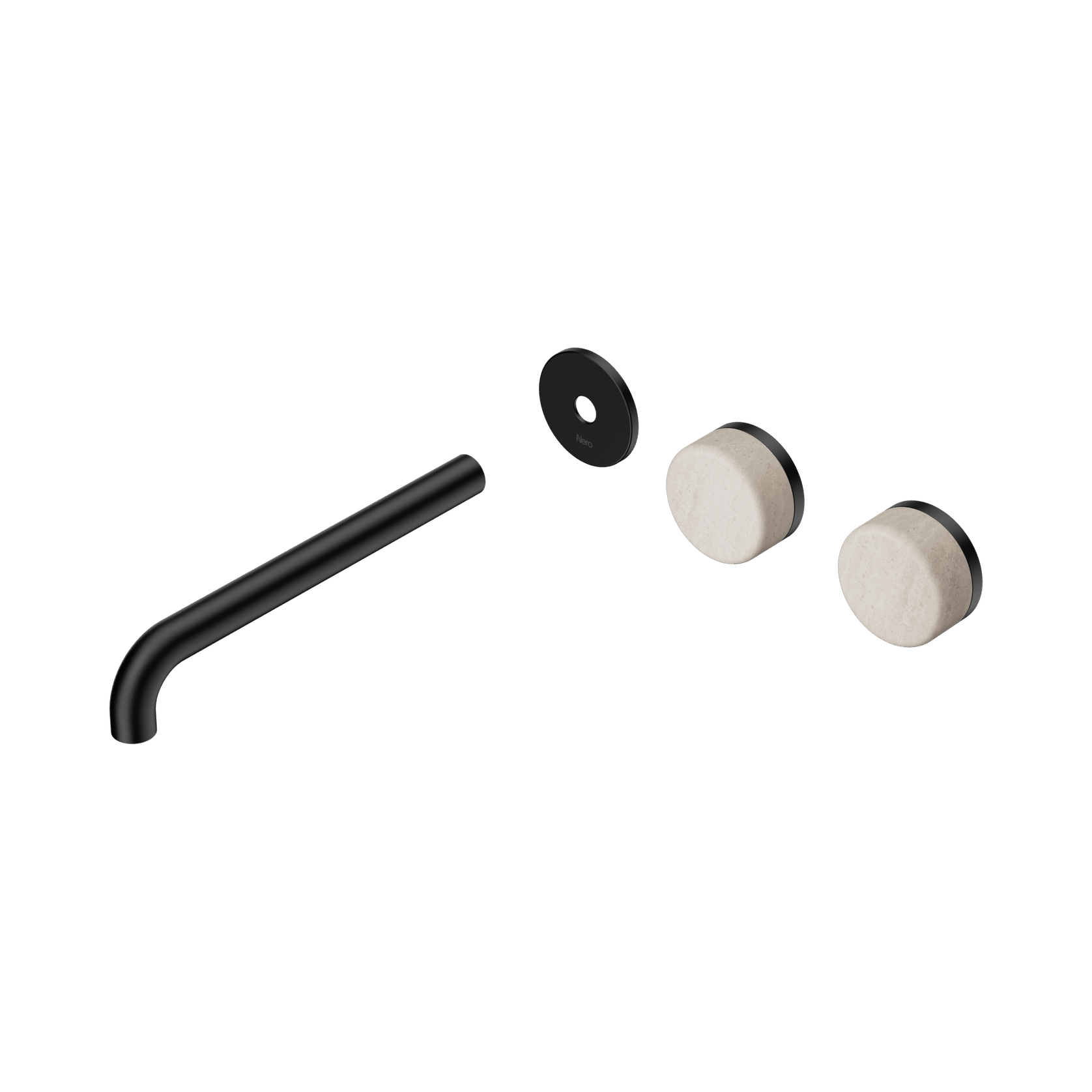 Serenity Wall Basin 220mm Offspout + Rome Travertine Handle Matte Black gallery detail image