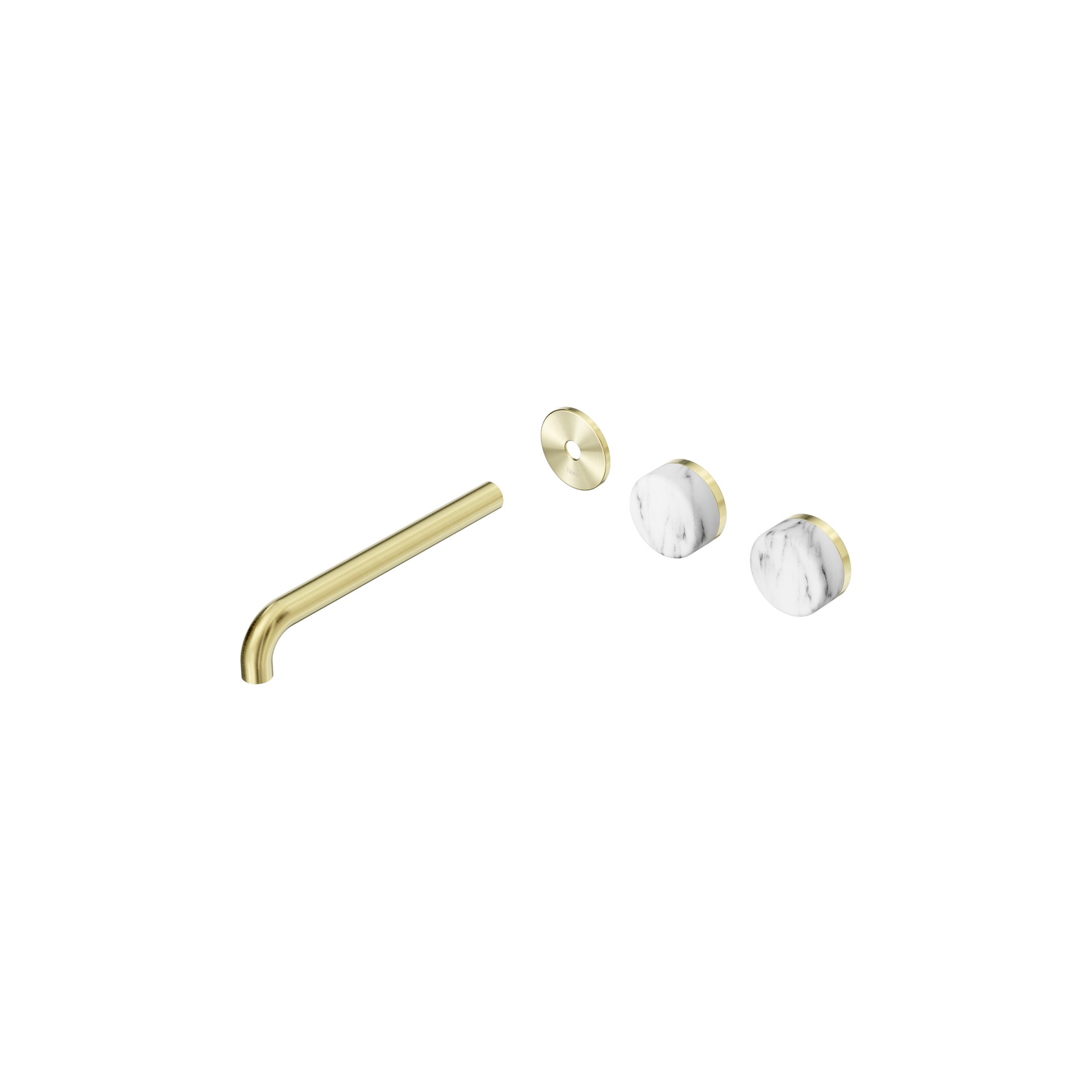 Serenity Wall Basin 220mm Offspout + Arabescato Corchia Handle Brushed Gold gallery detail image