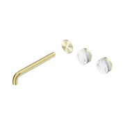 Serenity Wall Basin 220mm Offspout + Arabescato Corchia Handle Brushed Gold gallery detail image