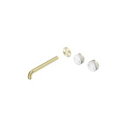 Serenity Wall Basin 220mm Offspout + Arabescato Corchia Handle Brushed Gold gallery detail image