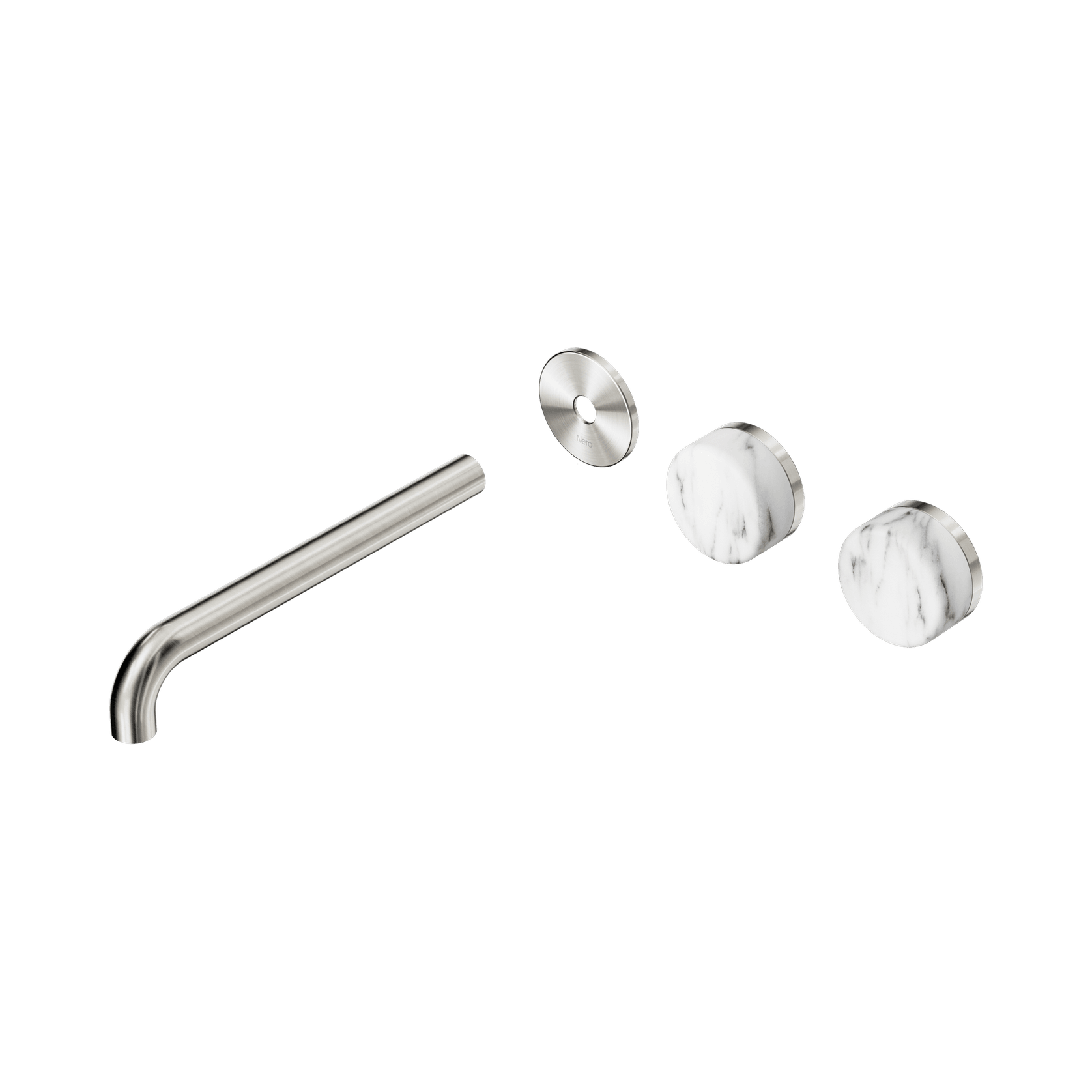 Serenity Wall Basin 220mm Offspout + Arabescato Corchia Handle Brushed Nickel gallery detail image
