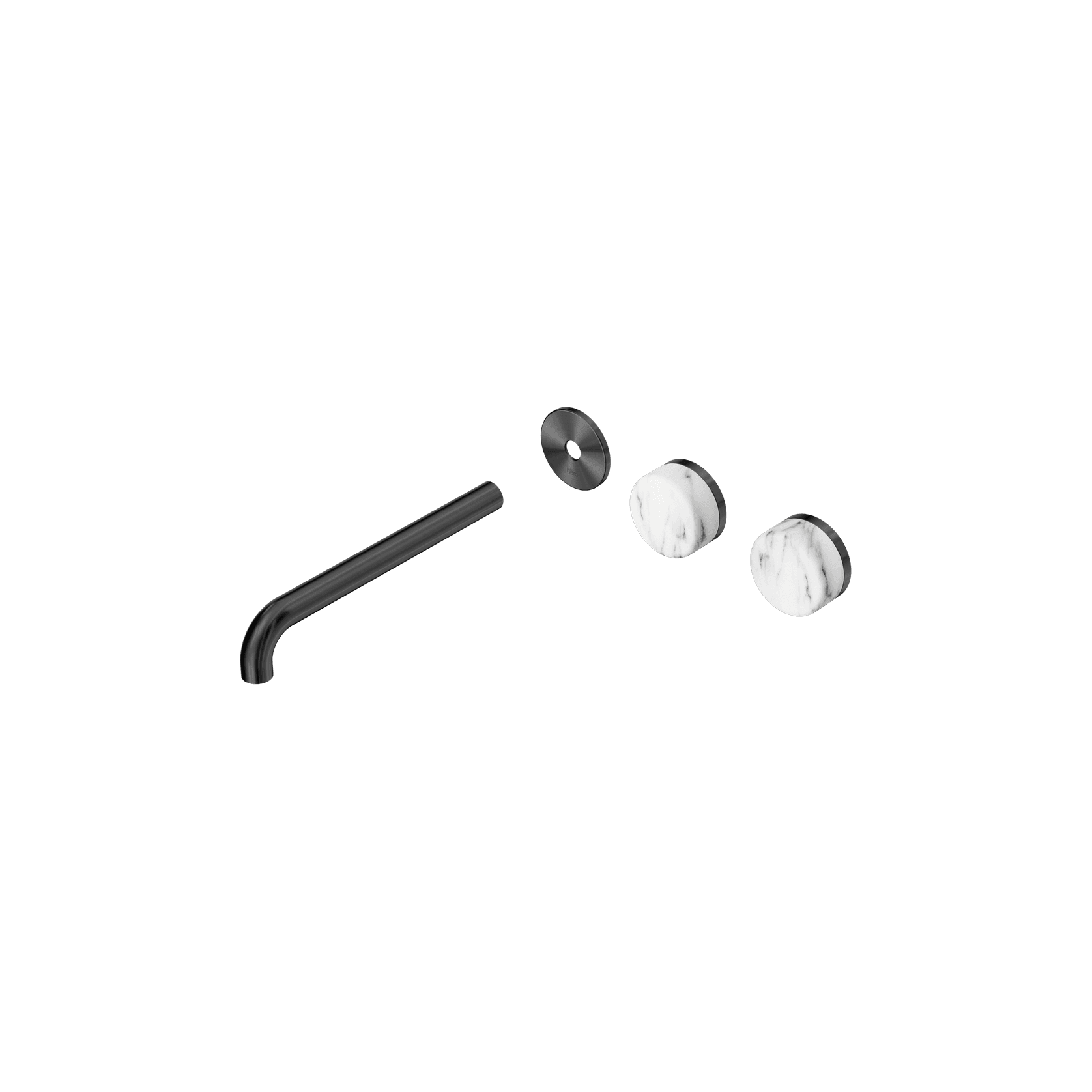 Serenity Wall Basin 220mm Offspout + Arabescato Corchia Handle Gun Metal gallery detail image