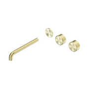 Serenity Wall Basin 220mm Offspout + Metal Handle Brushed Gold gallery detail image