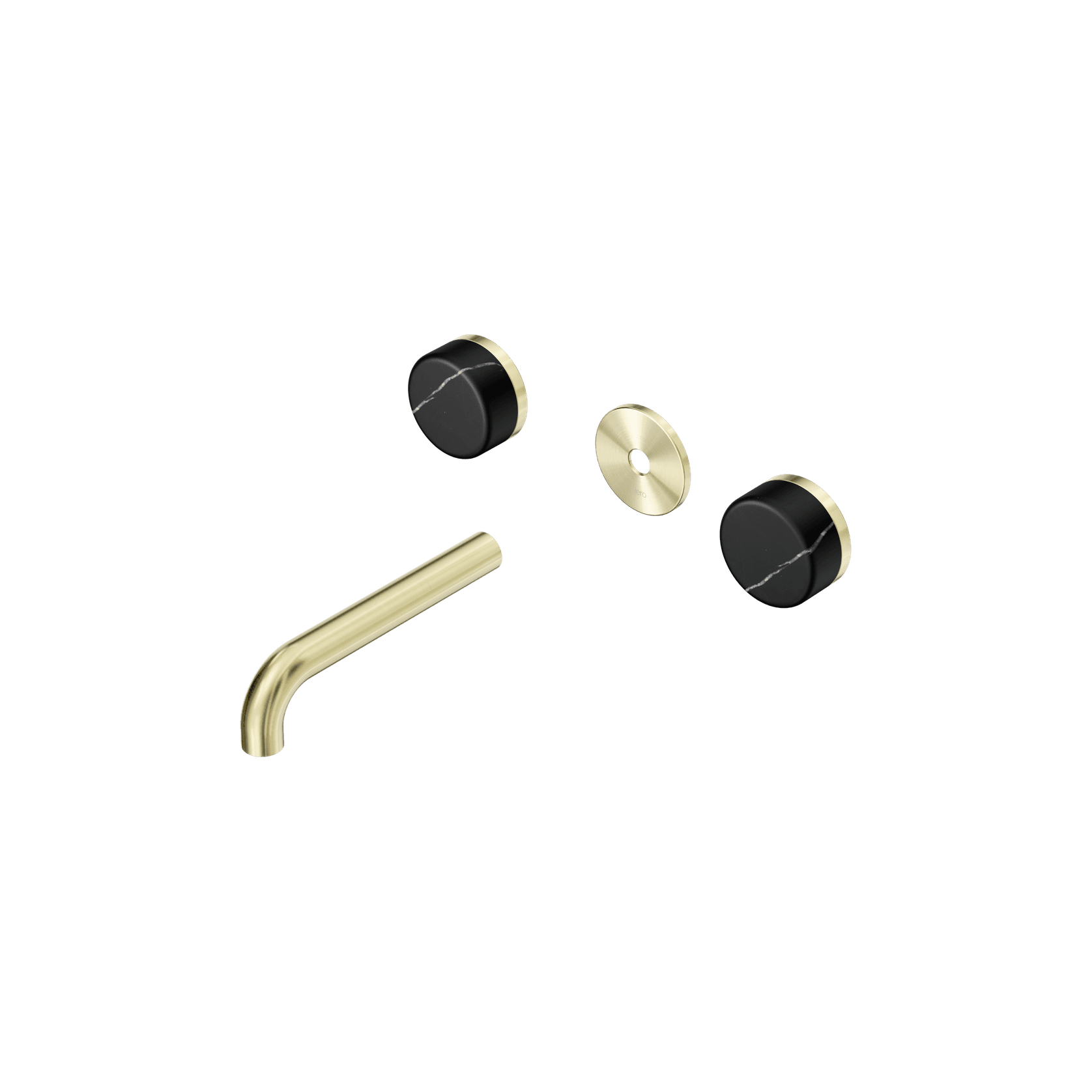 Serenity Wall Basin 160mm Spout + Marquina Black Handle Brushed Gold gallery detail image