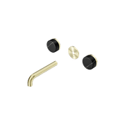 Serenity Wall Basin 160mm Spout + Marquina Black Handle Brushed Gold gallery detail image