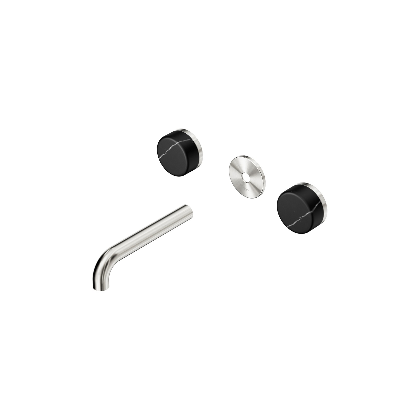 Serenity Wall Basin 160mm Spout + Marquina Black Handle Brushed Nickel gallery detail image