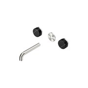 Serenity Wall Basin 160mm Spout + Marquina Black Handle Brushed Nickel gallery detail image