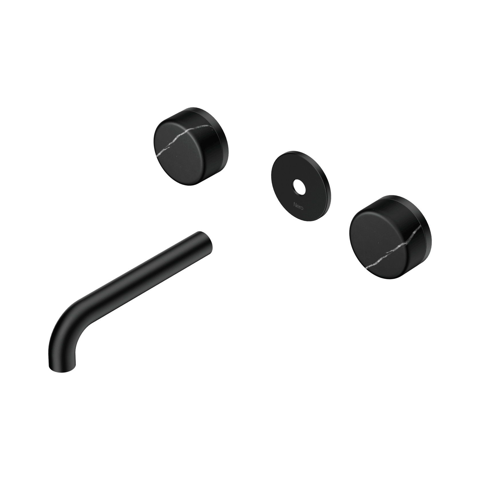 Serenity Wall Basin 160mm Spout + Marquina Black Handle Matte Black gallery detail image