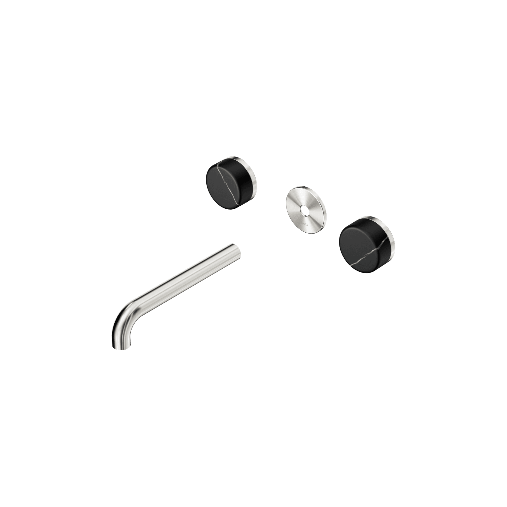 Serenity Wall Basin 185mm Spout + Marquina Black Handle Brushed Nickel gallery detail image