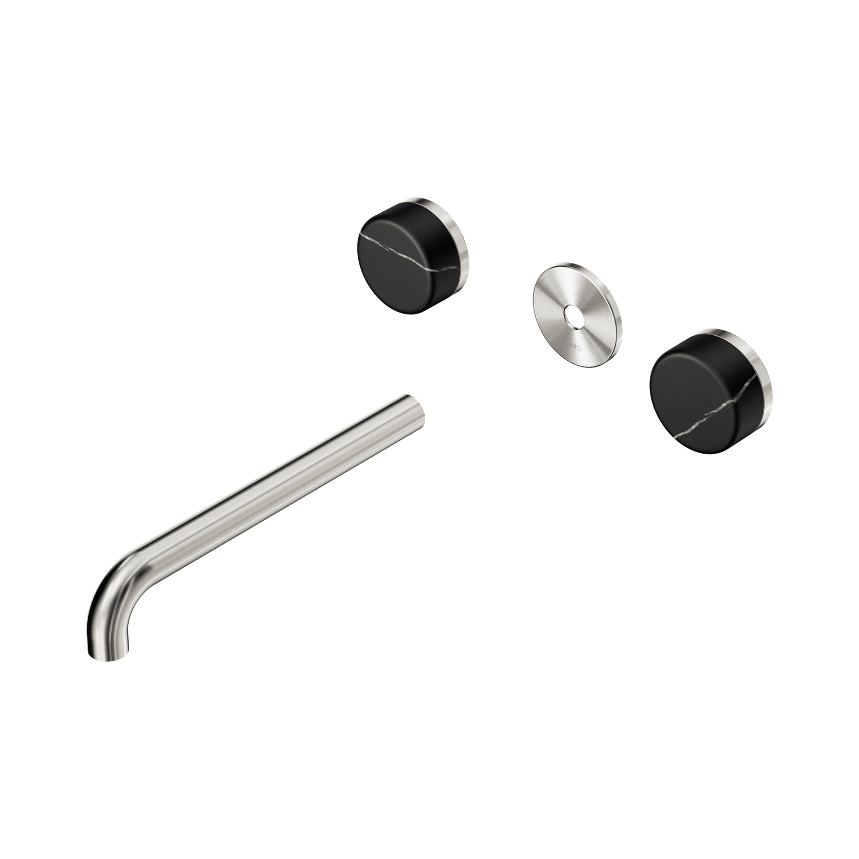 Serenity Wall Basin 220mm Spout + Marquina Black Handle Brushed Nickel gallery detail image