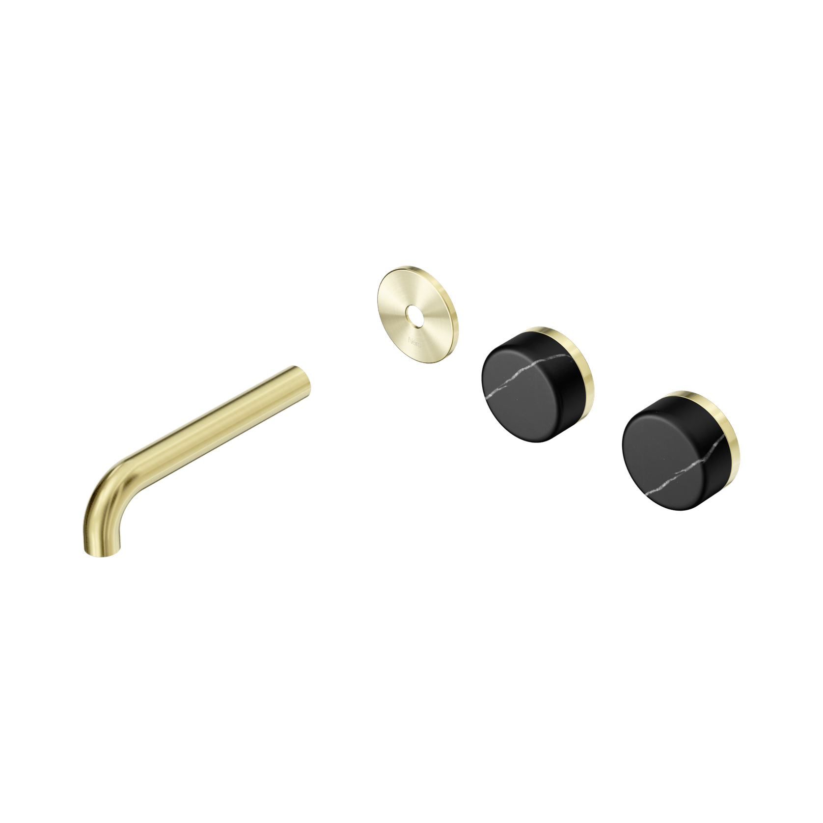 Serenity Wall Basin 160mm Offspout + Marquina Black Handle Brushed Gold gallery detail image