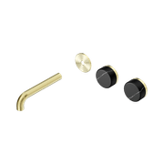 Serenity Wall Basin 160mm Offspout + Marquina Black Handle Brushed Gold gallery detail image