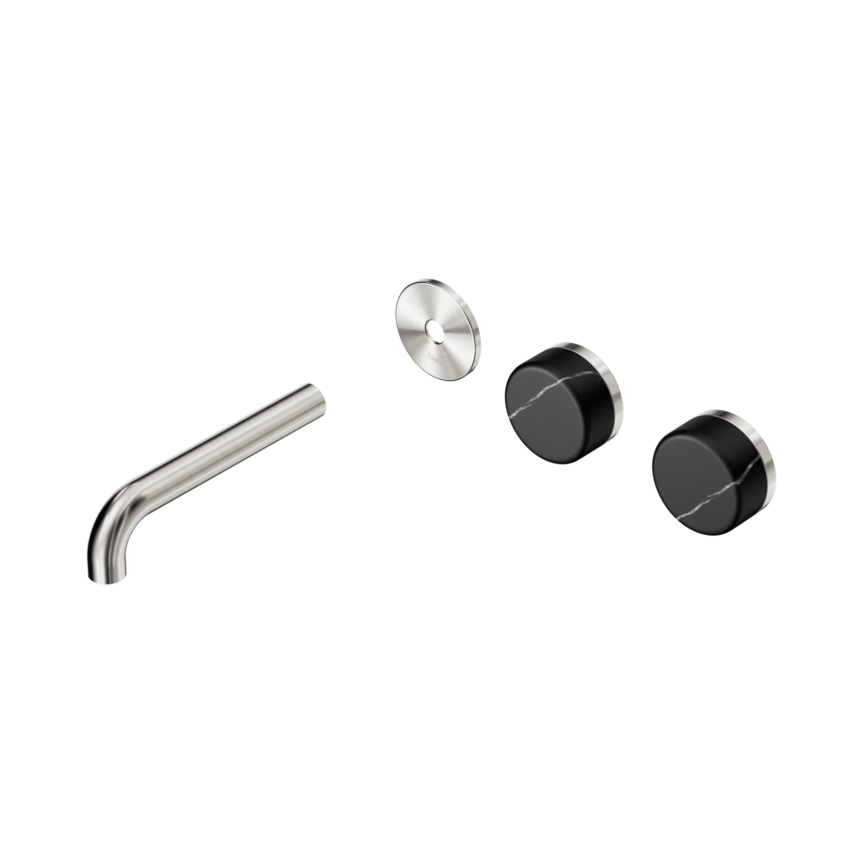 Serenity Wall Basin 160mm Offspout + Marquina Black Handle Brushed Nickel gallery detail image