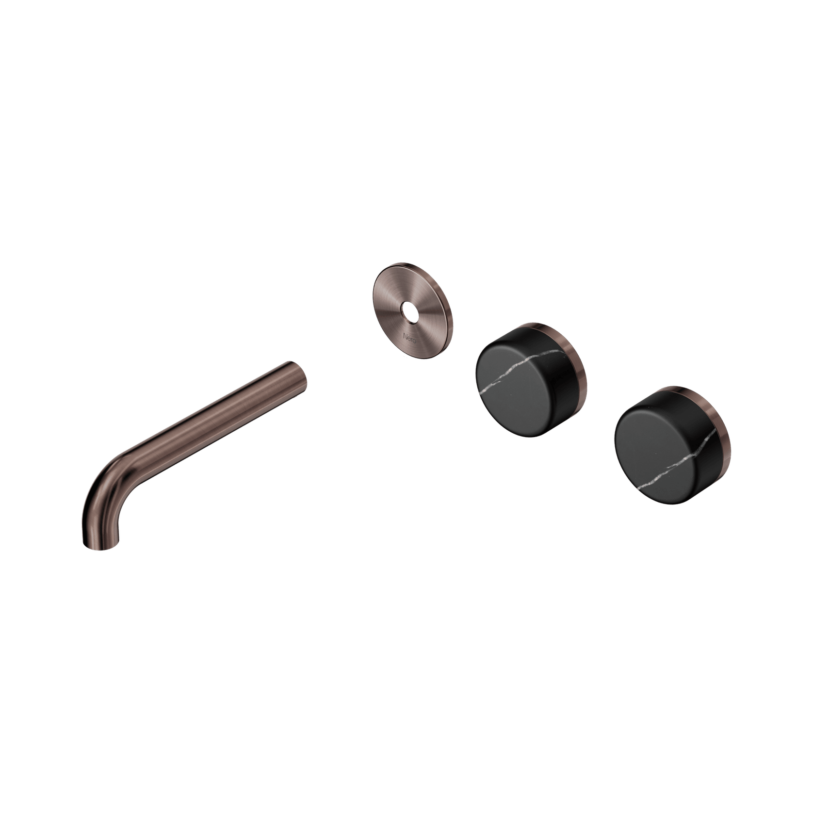 Serenity Wall Basin 160mm Offspout + Marquina Black Handle Brushed Bronze gallery detail image