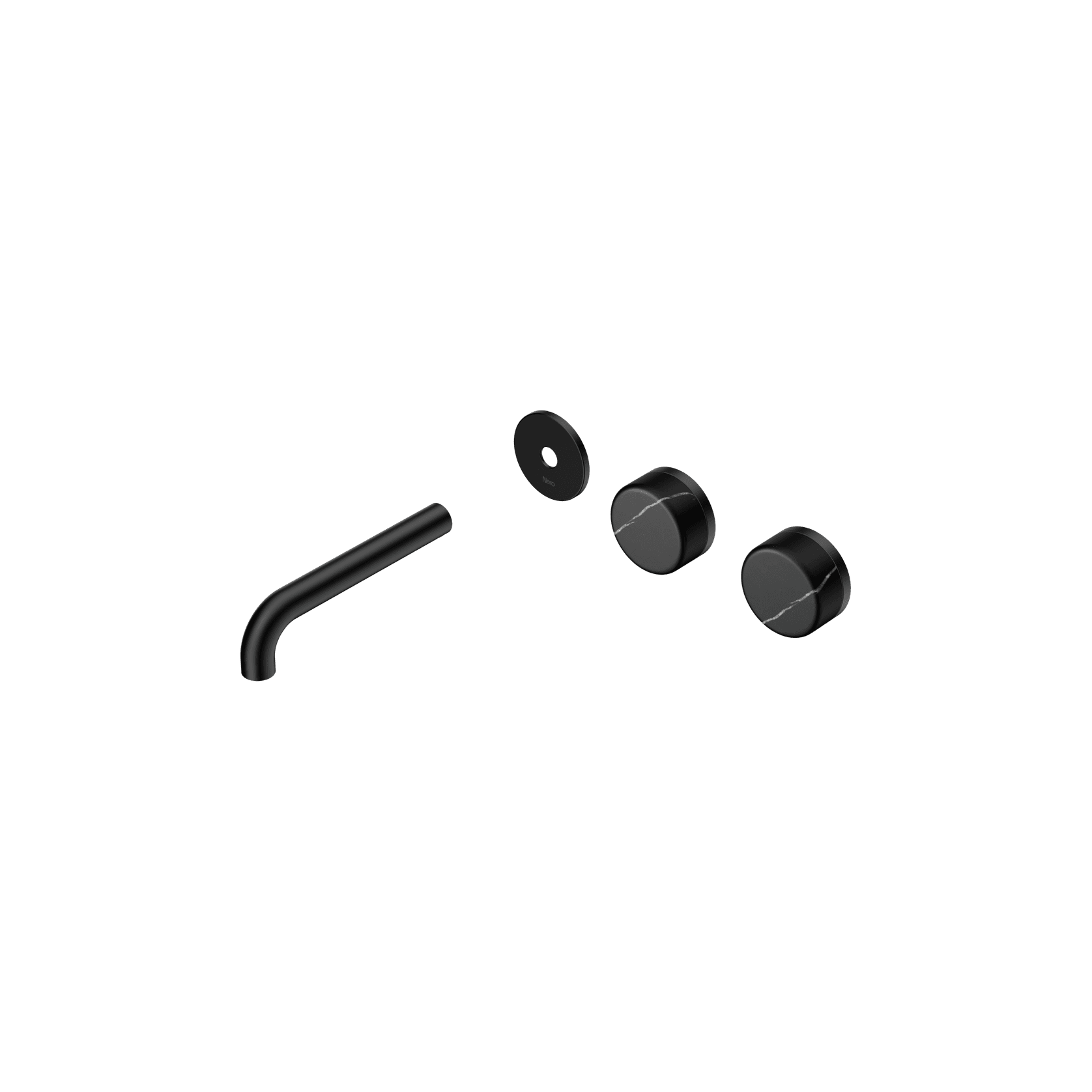 Serenity Wall Basin 160mm Offspout + Marquina Black Handle Matte Black gallery detail image