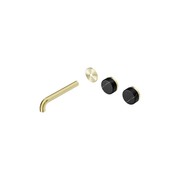 Serenity Wall Basin 185mm Offspout + Marquina Black Handle Brushed Gold gallery detail image