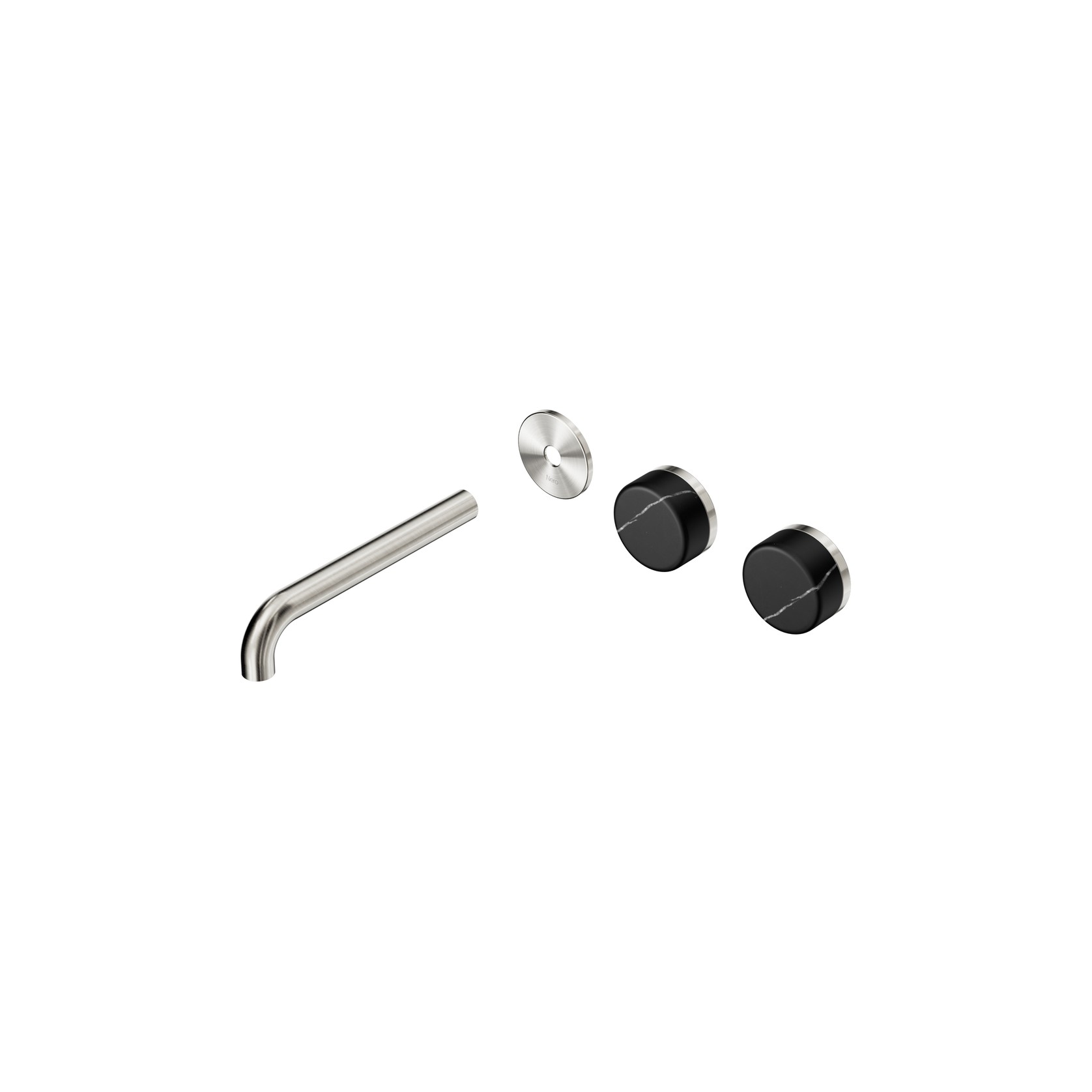 Serenity Wall Basin 185mm Offspout + Marquina Black Handle Brushed Nickel gallery detail image