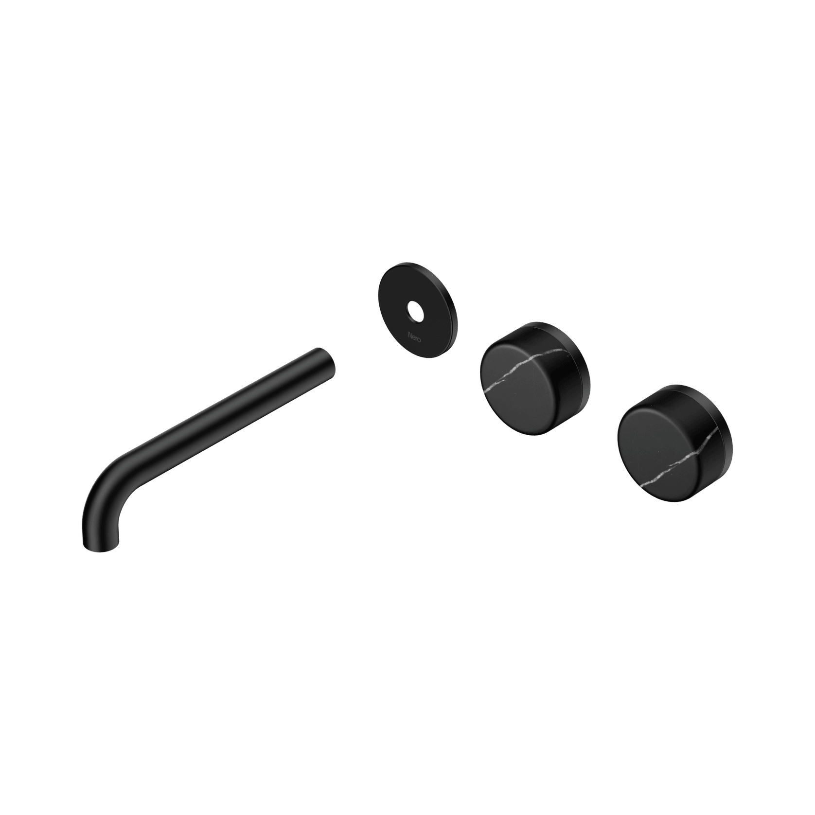 Serenity Wall Basin 185mm Offspout + Marquina Black Handle Matte Black gallery detail image
