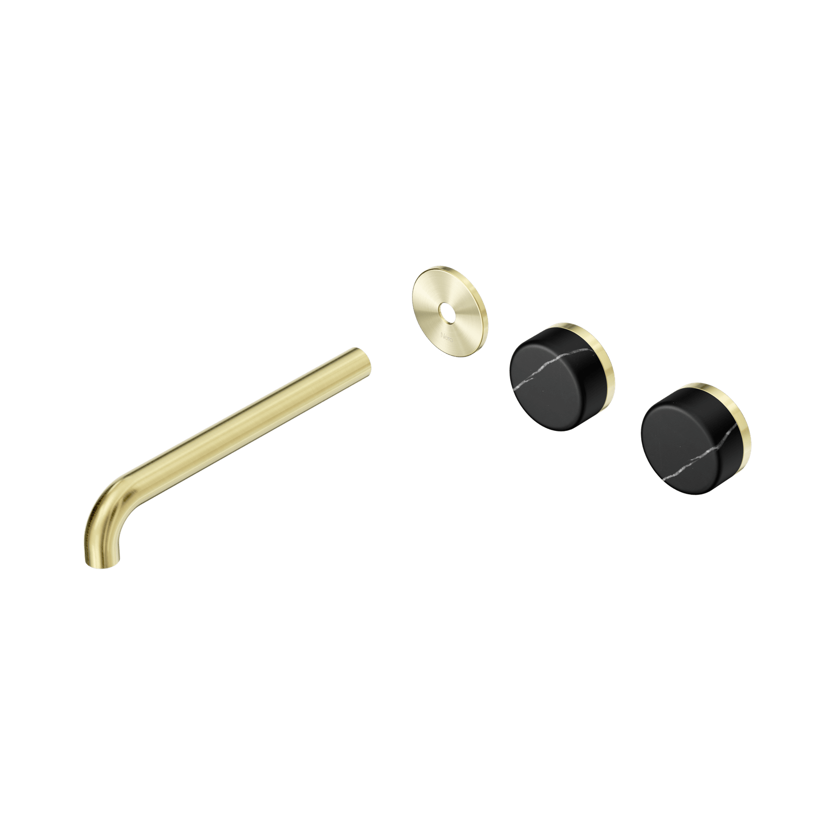 Serenity Wall Basin 220mm Offspout + Marquina Black Handle Brushed Gold gallery detail image