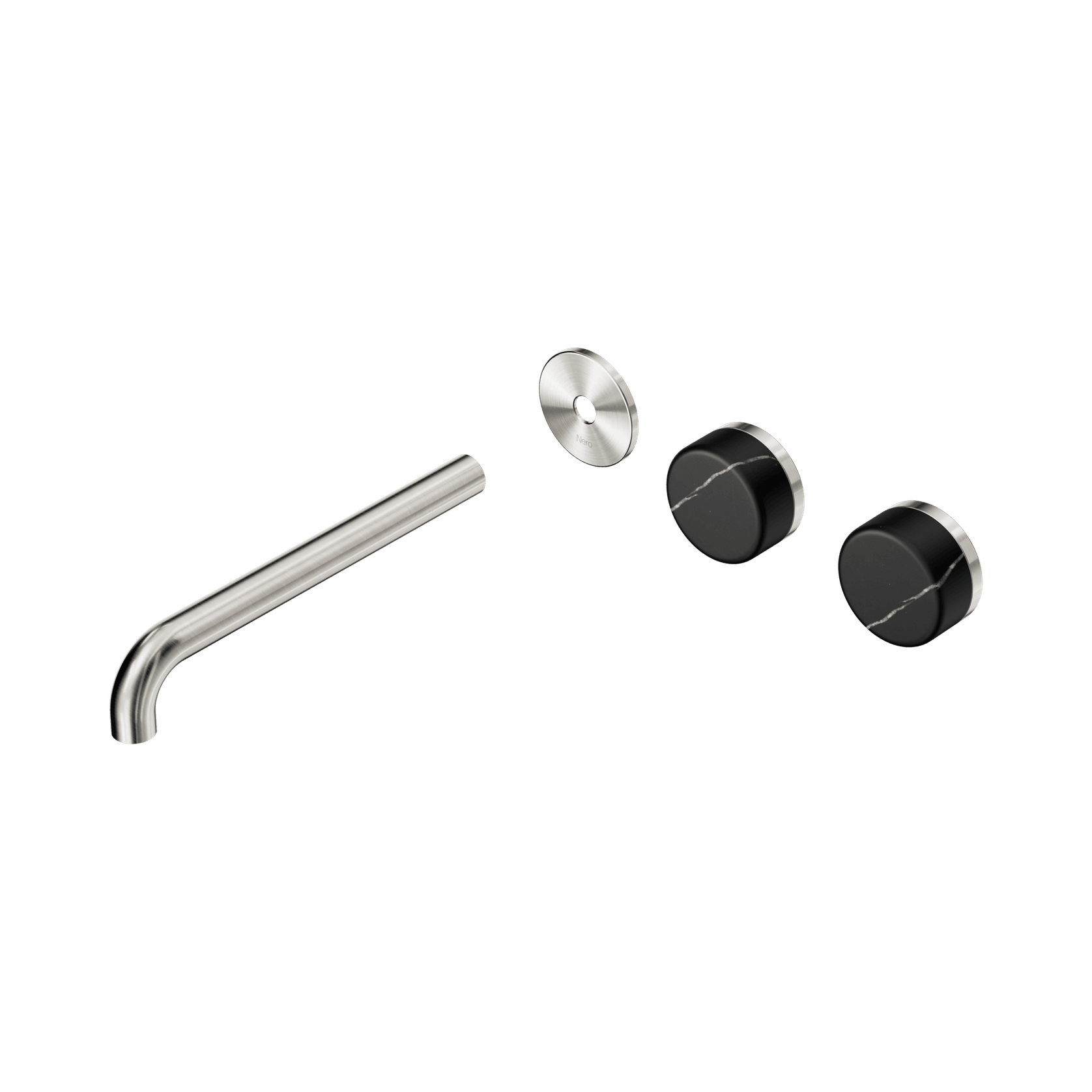 Serenity Wall Basin 220mm Offspout + Marquina Black Handle Brushed Nickel gallery detail image