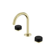 Serenity Basin Set Arc Spout With Marquina Black Handle Brushed Gold gallery detail image