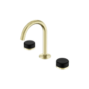 Serenity Basin Set Arc Spout With Marquina Black Handle Brushed Gold gallery detail image
