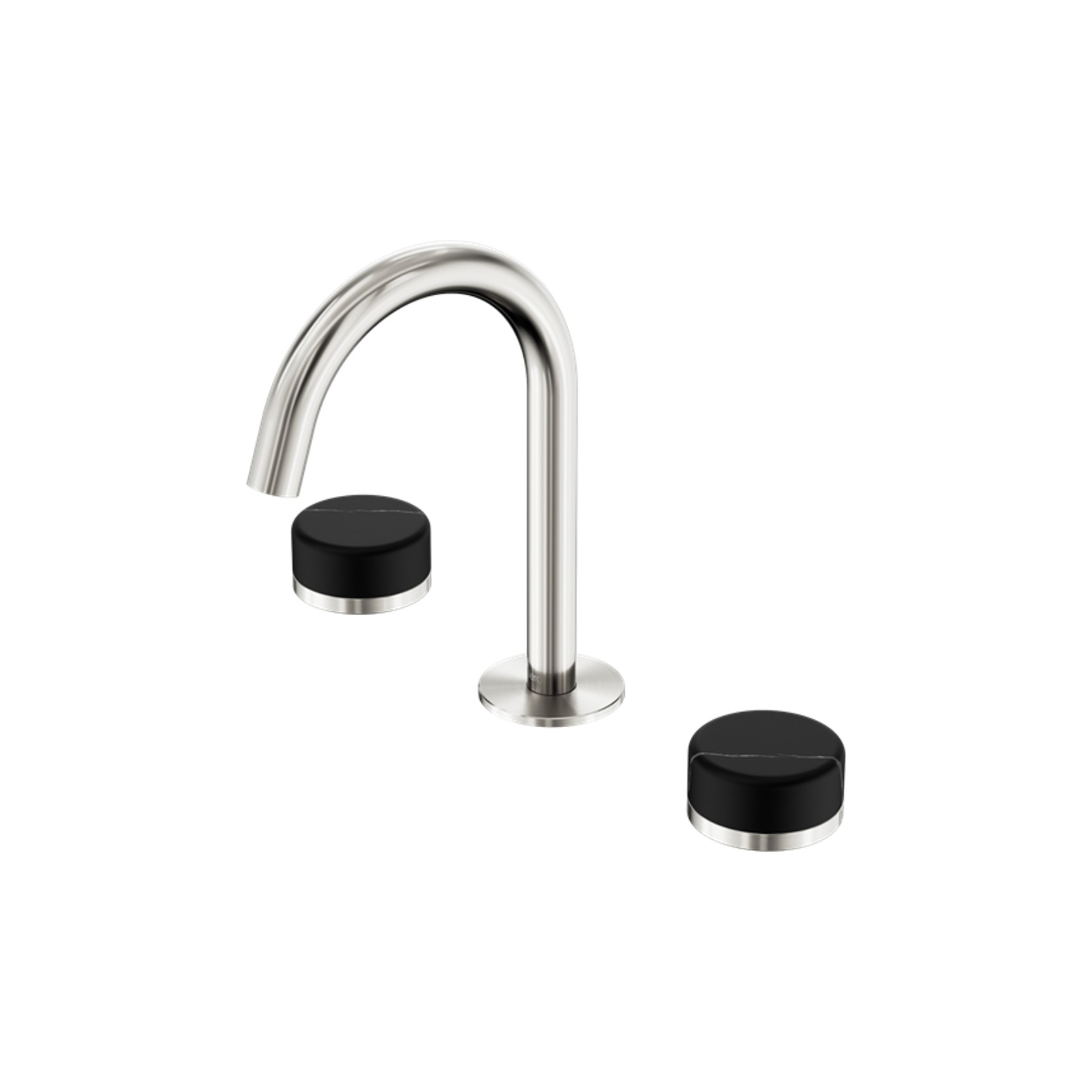 Serenity Basin Set Arc Spout With Marquina Black Handle Brushed Nickel gallery detail image