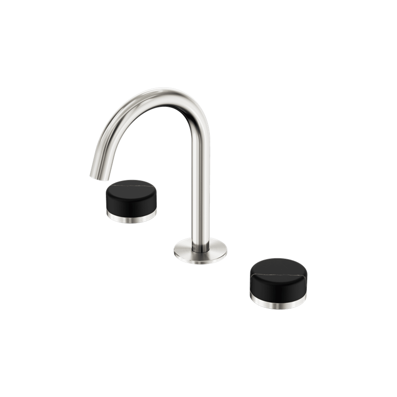 Serenity Basin Set Arc Spout With Marquina Black Handle Brushed Nickel gallery detail image