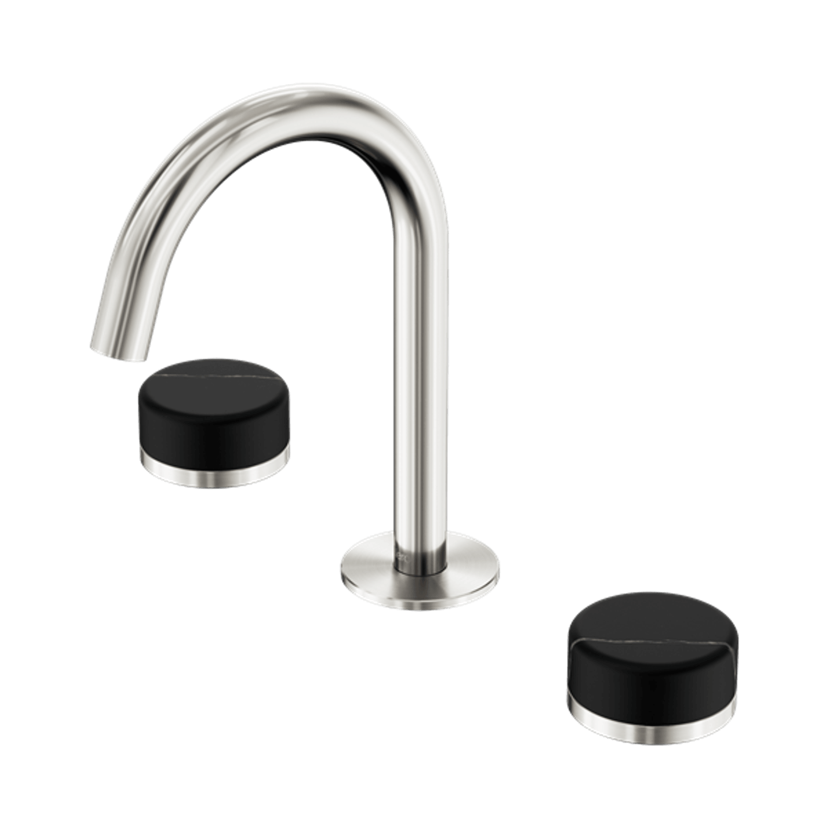 Serenity Basin Set Arc Spout With Marquina Black Handle Brushed Nickel gallery detail image