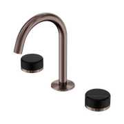 Serenity Basin Set Arc Spout With Marquina Black Handle Brushed Bronze gallery detail image