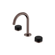 Serenity Basin Set Arc Spout With Marquina Black Handle Brushed Bronze gallery detail image