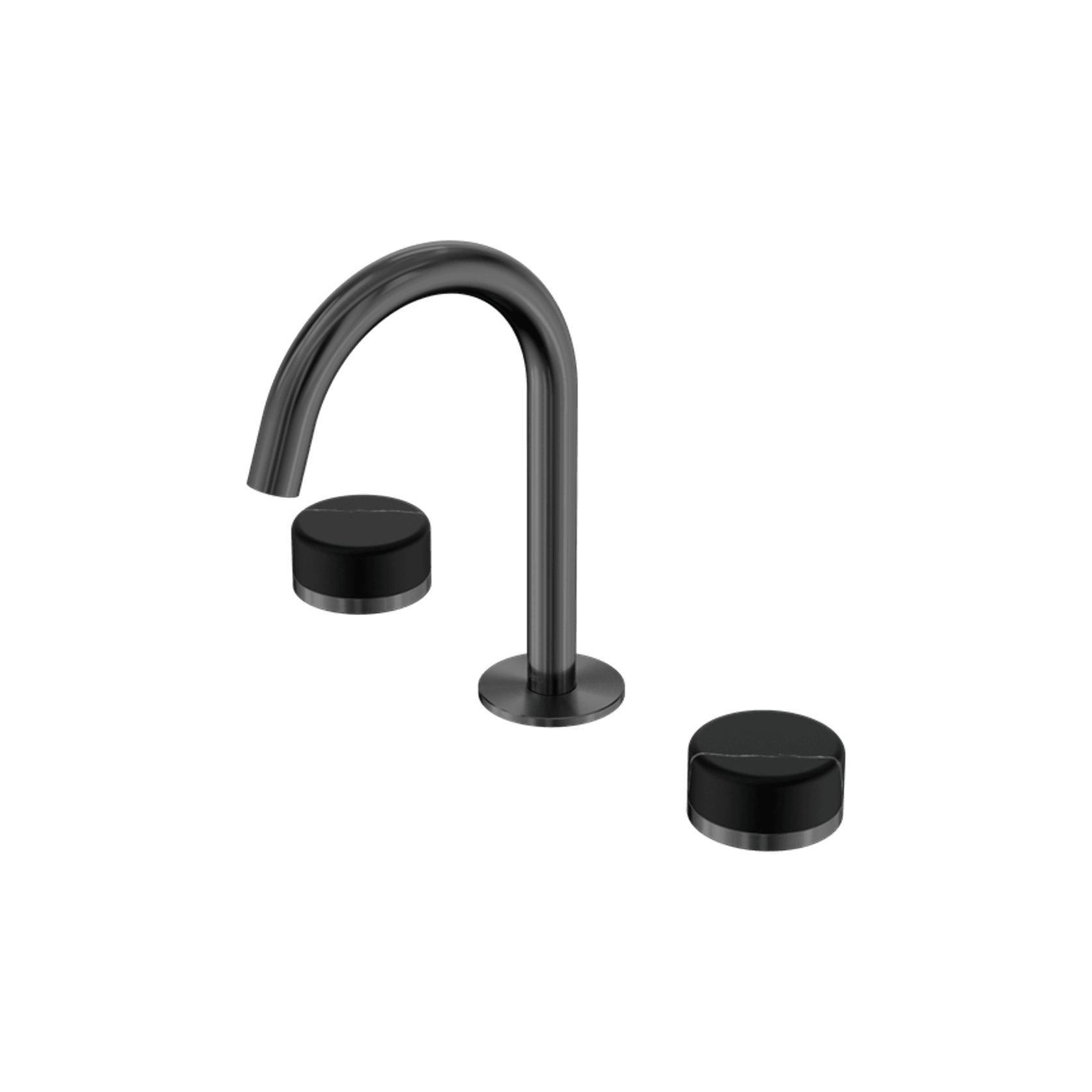 Serenity Basin Set Arc Spout With Marquina Black Handle Gun Metal gallery detail image
