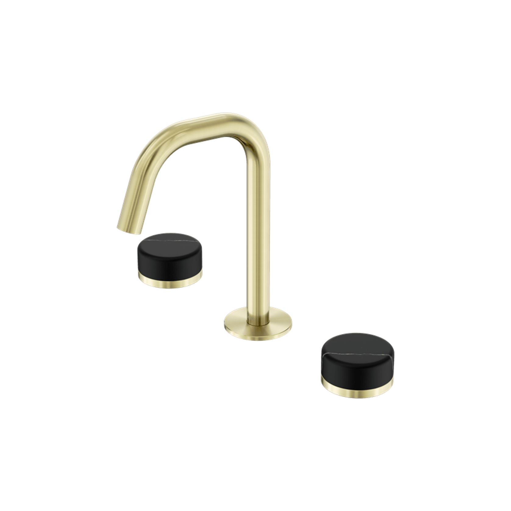 Serenity Basin Set Edge Spout With Marquina Black Handle Brushed Gold gallery detail image