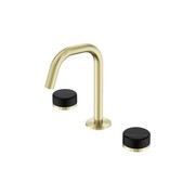 Serenity Basin Set Edge Spout With Marquina Black Handle Brushed Gold gallery detail image