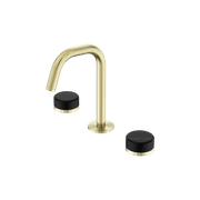 Serenity Basin Set Edge Spout With Marquina Black Handle Brushed Gold gallery detail image
