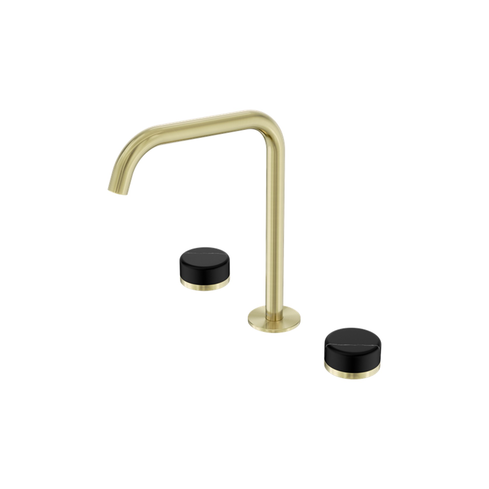 Serenity Bath/Kitchen Set Edge Spout With Marquina Black Handle Brushed Gold gallery detail image
