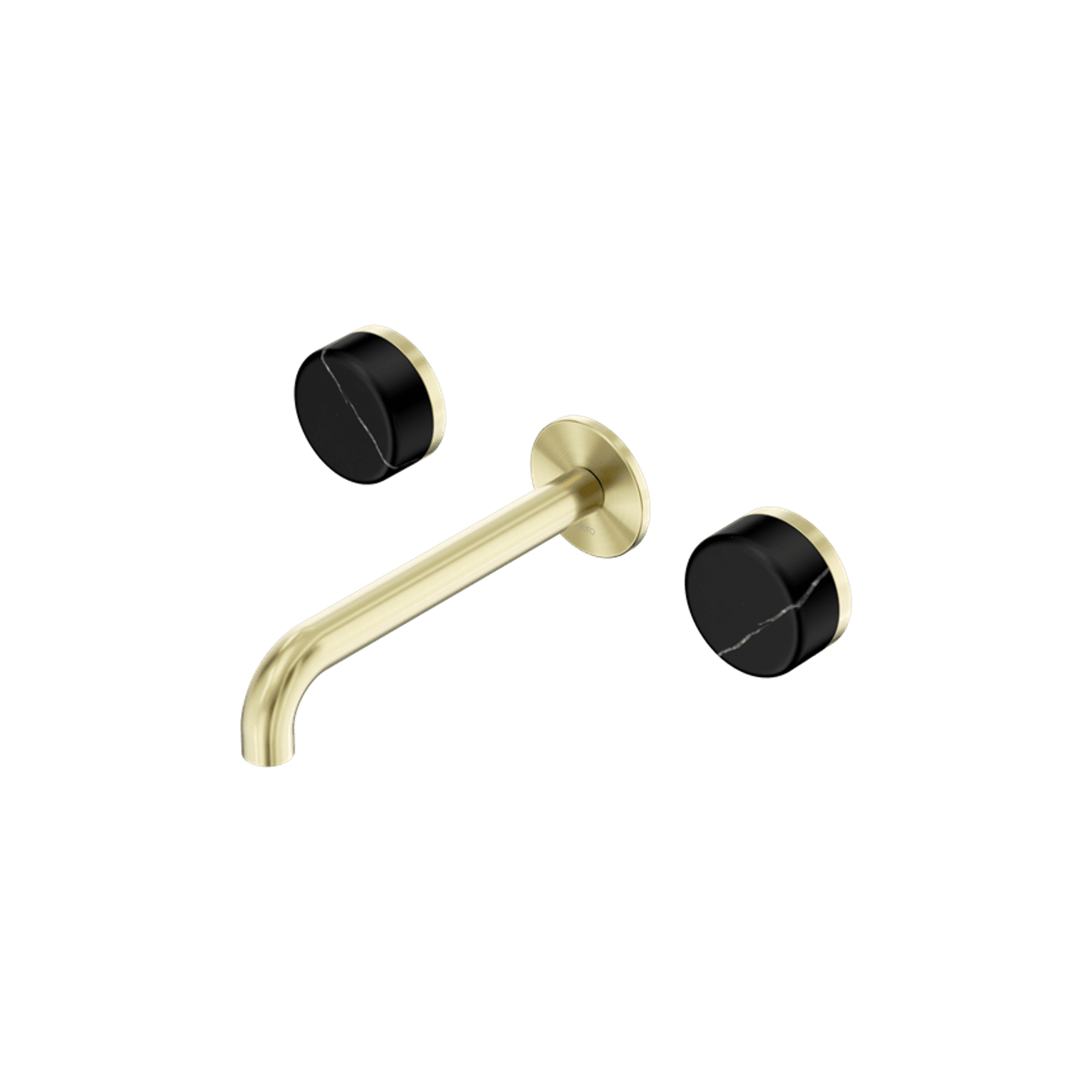 Serenity Wall Basin Set 220mm Spout With Marquina Black Handle Brushed Gold gallery detail image