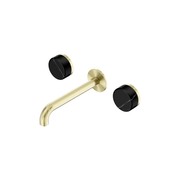 Serenity Wall Basin Set 185mm Spout With Marquina Black Handle Brushed Gold gallery detail image