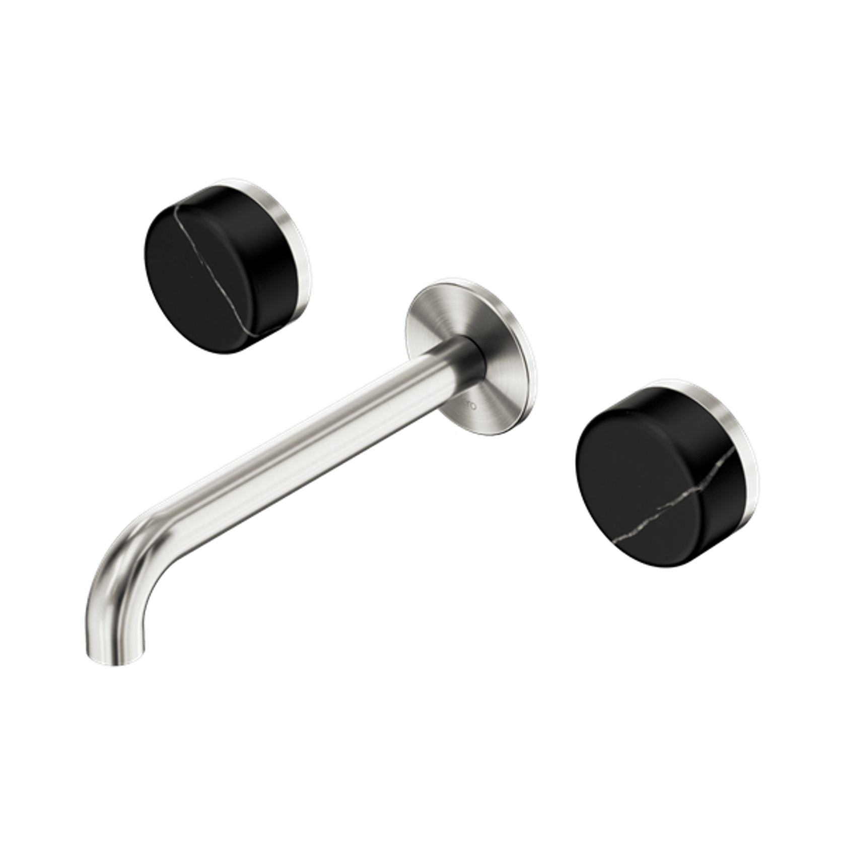 Serenity Wall Basin Set 160mm Spout With Marquina Black Handle Brushed Nickel gallery detail image