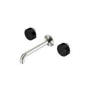 Serenity Wall Basin Set 160mm Spout With Marquina Black Handle Brushed Nickel gallery detail image