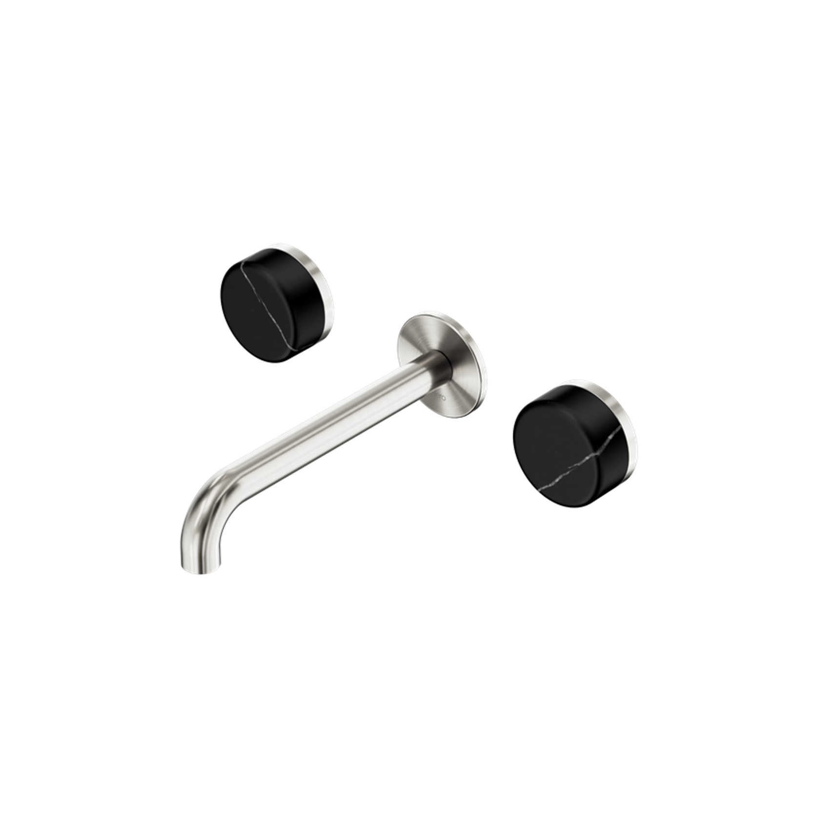 Serenity Wall Basin Set 185mm Spout With Marquina Black Handle Brushed Nickel gallery detail image