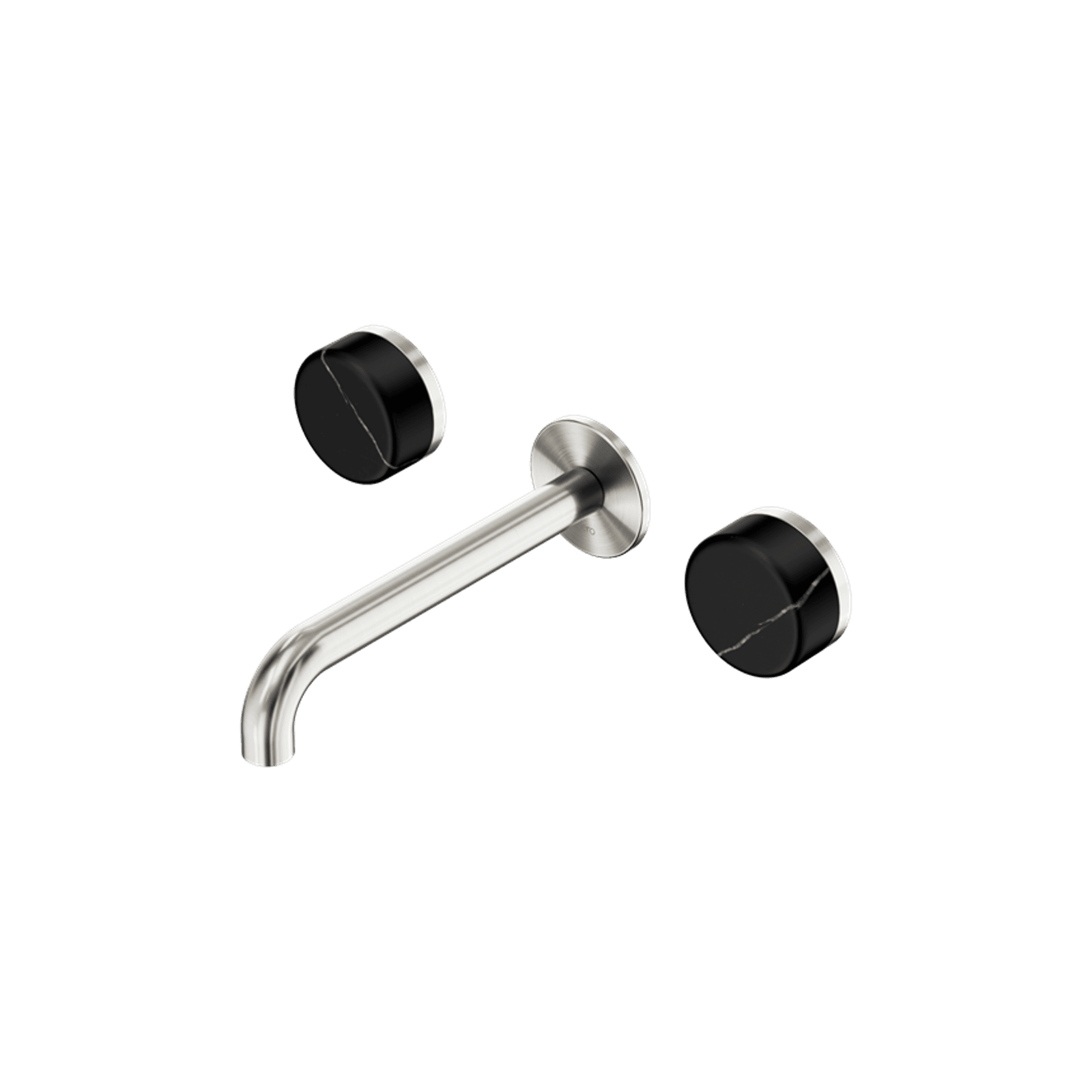 Serenity Wall Basin Set 185mm Spout With Marquina Black Handle Brushed Nickel gallery detail image