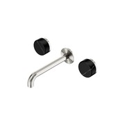 Serenity Wall Basin Set 185mm Spout With Marquina Black Handle Brushed Nickel gallery detail image