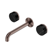 Serenity Wall Basin Set 185mm Spout With Marquina Black Handle Brushed Bronze gallery detail image